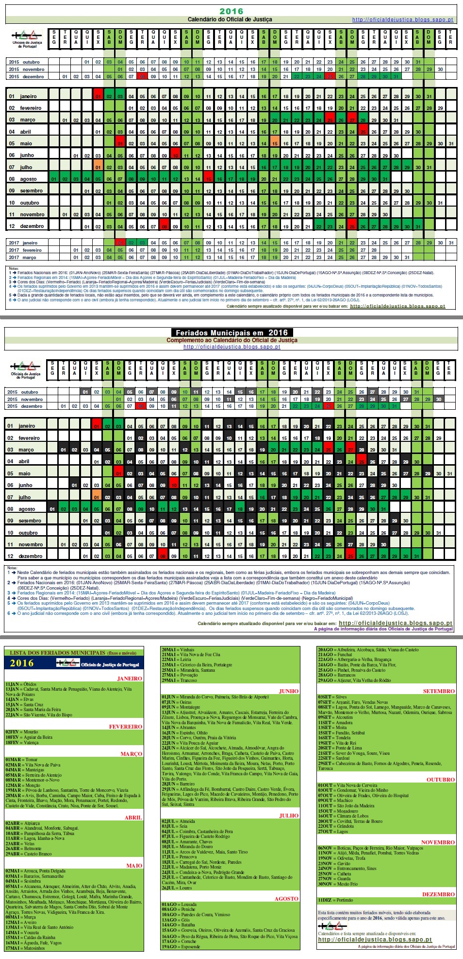 ADV-Advogados: Calendário Judicial 2016